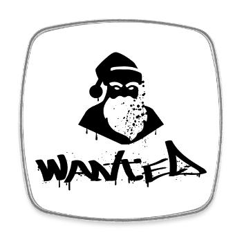 Wanted Père Noël – Noël Urbain et Rebelle - Magnet carré - blanc - Devant