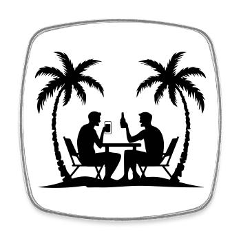 Palmen Party Urlaub Silhouette - Viereckiger Kühlschrankmagnet - Weiß - Vorne