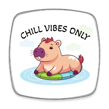 Niedlicher Capybara - Wasserschein auf Surfbrett - Viereckiger Kühlschrankmagnet - Weiß - Vorne