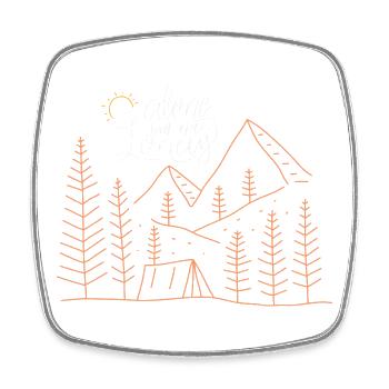 Aventure de camping solitaire - Magnet carré - blanc - Devant