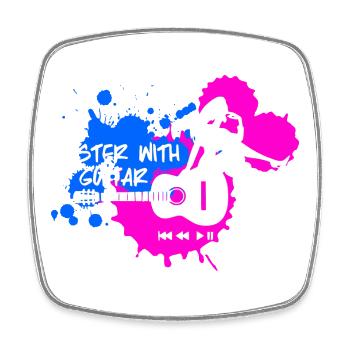 Master with guitar - Blau Pink Weiß - Viereckiger Kühlschrankmagnet - Weiß - Vorne