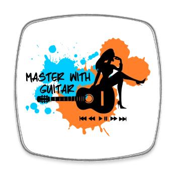 Master with guitar - Blau Orange - Viereckiger Kühlschrankmagnet - Weiß - Vorne