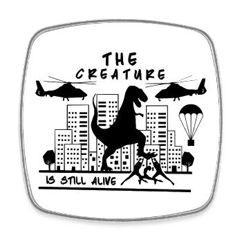The Creature is still alive - Square fridge magnet - white - Front