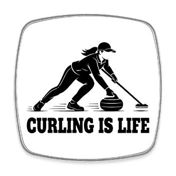 Curling  Is Life Wintersport Fan - Viereckiger Kühlschrankmagnet - Weiß - Vorne