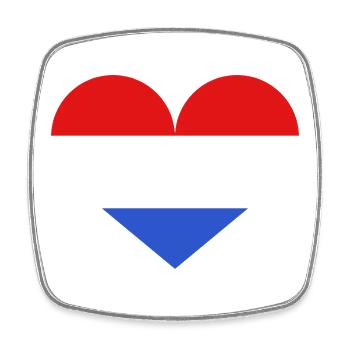 Luxemburger Flagge in Herzform - Viereckiger Kühlschrankmagnet - Weiß - Vorne