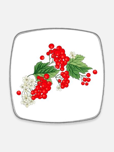 Ukrainian Kalyna - Red Berries & Traditional - Square fridge magnet - white