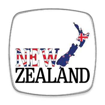 Neuseeland-Landkarte Neuseeländische Flagge - Viereckiger Kühlschrankmagnet - Weiß - Vorne