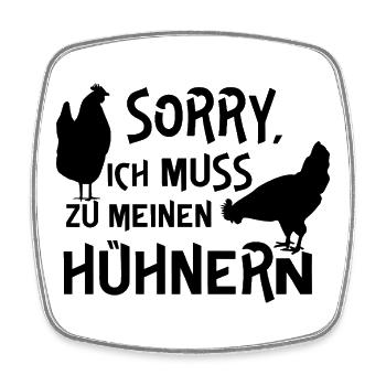 Fans de poulet - Coq - Coq - Poulet fleur - Bio - Magnet carré - blanc - Devant