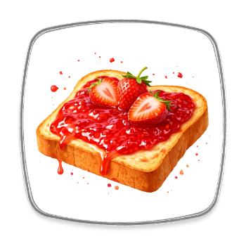 Toast with strawberry jam illustration - Square fridge magnet - white - Front