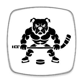 Minimalistische Bulldogge Silhouette Eishockey  - Viereckiger Kühlschrankmagnet - Weiß - Vorne