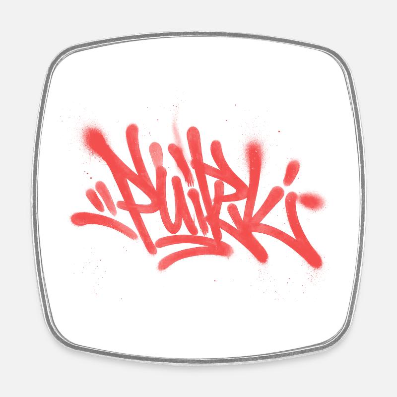 Graffiti Spray Abstrait Tag Rouge - Magnet carré - blanc