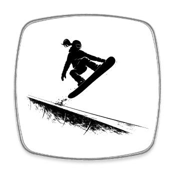 Snowboarderin Slopestyle Action Freestyle Sprung - Viereckiger Kühlschrankmagnet - Weiß - Vorne