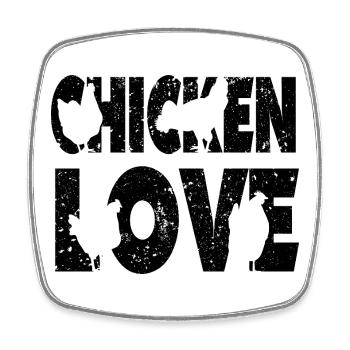 Fans de poulet - Coq - Coq - Poulet fleur - Bio - Magnet carré - blanc - Devant