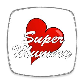 SUPER MUMMY - Square fridge magnet - white - Front