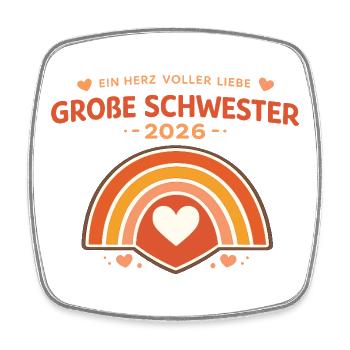 Ein Herz voller Liebe | Große Schwester 2026 Gesch - Viereckiger Kühlschrankmagnet - Weiß - Vorne