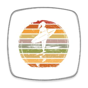 Surfer Girl Retro Vintage Sunset - Square fridge magnet - white - Front