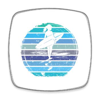 Surfer Girl Retro Vintage Sunset - Square fridge magnet - white - Front