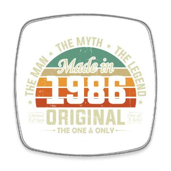 Anniversaire original Vintage 1986 Born Retro - Magnet carré - blanc - Devant