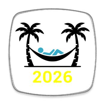 Hängematte Palmen 2026 - Viereckiger Kühlschrankmagnet - Weiß - Vorne