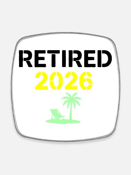 Pension Palm 2026 retraité - Magnet carré - blanc