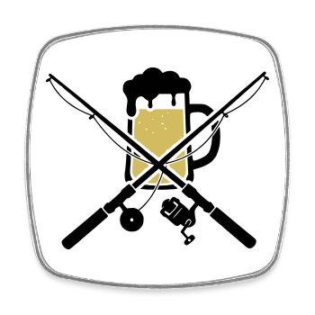 Angelruten Bierkrug Wappen - Viereckiger Kühlschrankmagnet - Weiß - Vorne