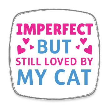 Imperfect loved by cat - Viereckiger Kühlschrankmagnet - Weiß - Vorne