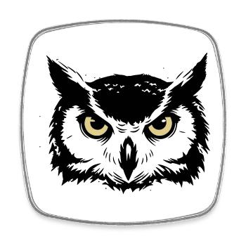 Mystic Owl Head Nature - Square fridge magnet - white - Front