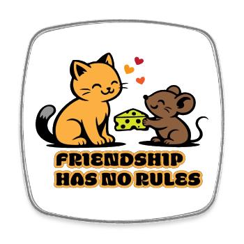 Freundschaft Ohne Regeln Katze Maus - Viereckiger Kühlschrankmagnet - Weiß - Vorne