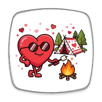 Fun Camping Valentine's Day Parties - Square fridge magnet - white - Front