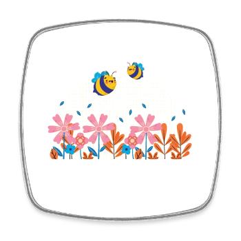 Bee Wild & Bloom Free – Bee Flower Saying - Square fridge magnet - white - Front