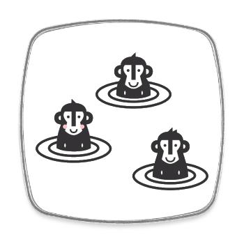 Drei japanische Schneeaffen l Makaken im Onsen – schwarz - Viereckiger Kühlschrankmagnet - Weiß - Vorne