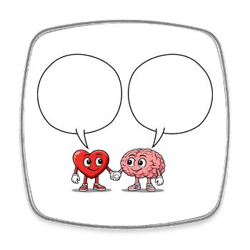 Herz_und_Gehirn_Sprechblase_Liebe - Square fridge magnet - white - Front