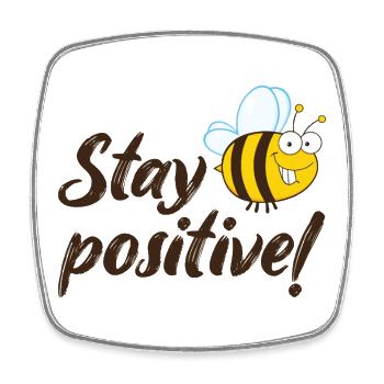 Stay positive Fröhliche Biene Gute Laune - Viereckiger Kühlschrankmagnet - Weiß - Vorne