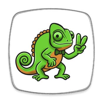 Chameleon Gentleman Peace Sign - Square fridge magnet - white - Front
