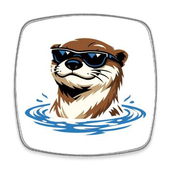 Otter Cooler Fischotter mit Sonnenbrille - Viereckiger Kühlschrankmagnet - Weiß - Vorne