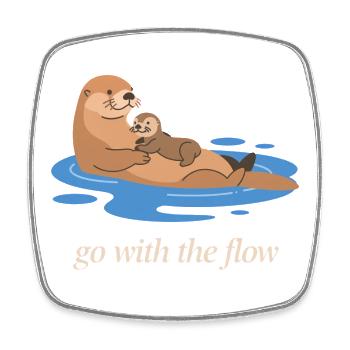 Otter Duo : Laisse Aller avec le Courant - Magnet carré - blanc - Devant