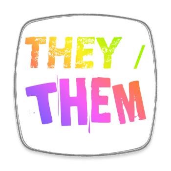 they / them Geschenkidee LGBTQ+ nonbinary Pronomen - Viereckiger Kühlschrankmagnet - Weiß - Vorne