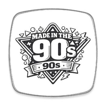 Made in den 90ern: Retro Logo - Viereckiger Kühlschrankmagnet - Weiß - Vorne