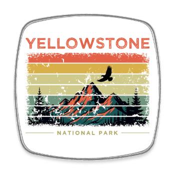 Yellowstone Nationalpark Retro - Viereckiger Kühlschrankmagnet - Weiß - Vorne