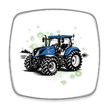 Blue Tractor – Trekker vintage en demi-teinte - Magnet carré - blanc - Devant