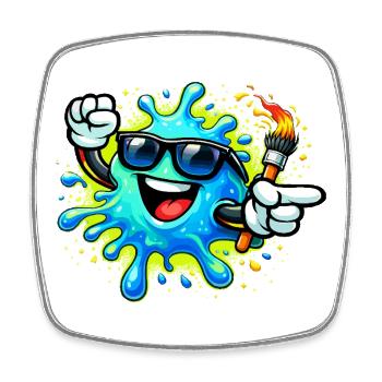 Éclaboussure de peinture joyeuse avec lunettes de soleil - Magnet carré - blanc - Devant