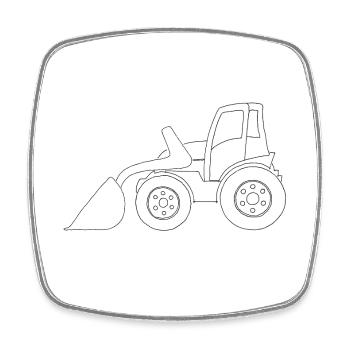 Excavator - Square fridge magnet - white - Front