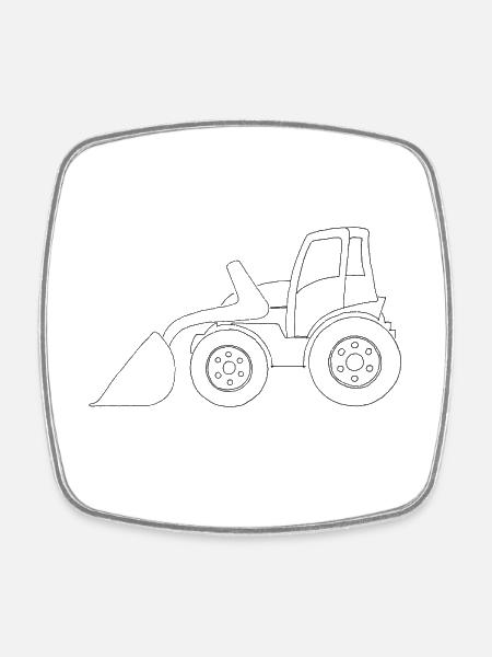 Excavator - Square fridge magnet - white