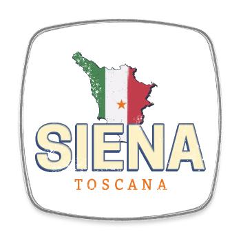 Siena Tuscany Italy Retro Map Souvenir - Square fridge magnet - white - Front