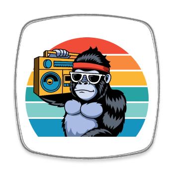 Retro Jungle Vibes for Music & Gorilla Fans - Square fridge magnet - white - Front