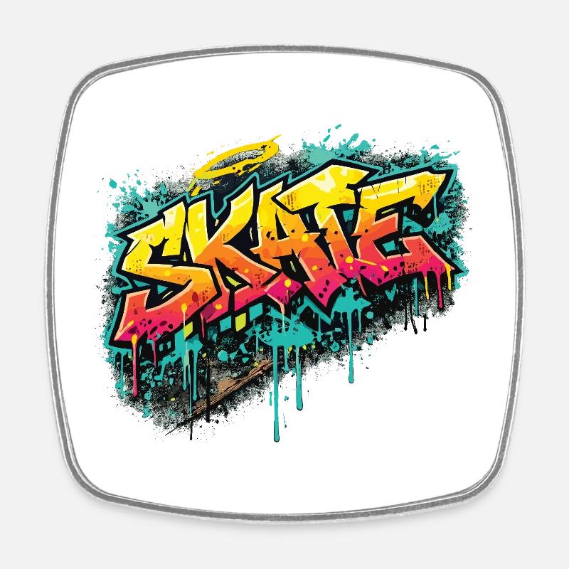 Skate Graffiti Explosion - Viereckiger Kühlschrankmagnet - Weiß