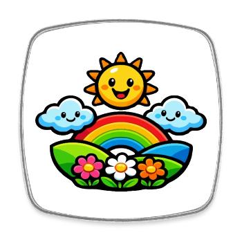 Sun Rainbow Flowers - Square fridge magnet - white - Front