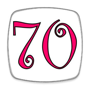 70. 70 ANS. 70e ANNIVERSAIRE. ANNIVERSAIRE 70 ANS. - Magnet carré - blanc - Devant
