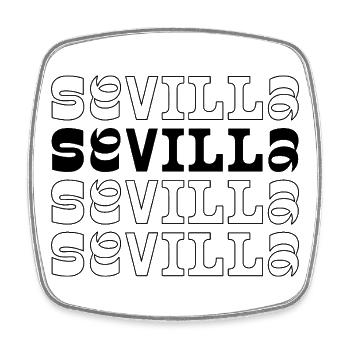 Logo de la typographie répétée de la ville espagnole de Séville - Magnet carré - blanc - Devant