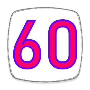 60. 60 JAHRE. 60-JÄHRIGES JUBILÄUM. 60. GEBURTSTAG. - Viereckiger Kühlschrankmagnet - Weiß - Vorne